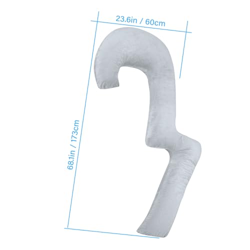 68 Inches Memory Foam Body Pillow with Cover - Middle Grey M15506