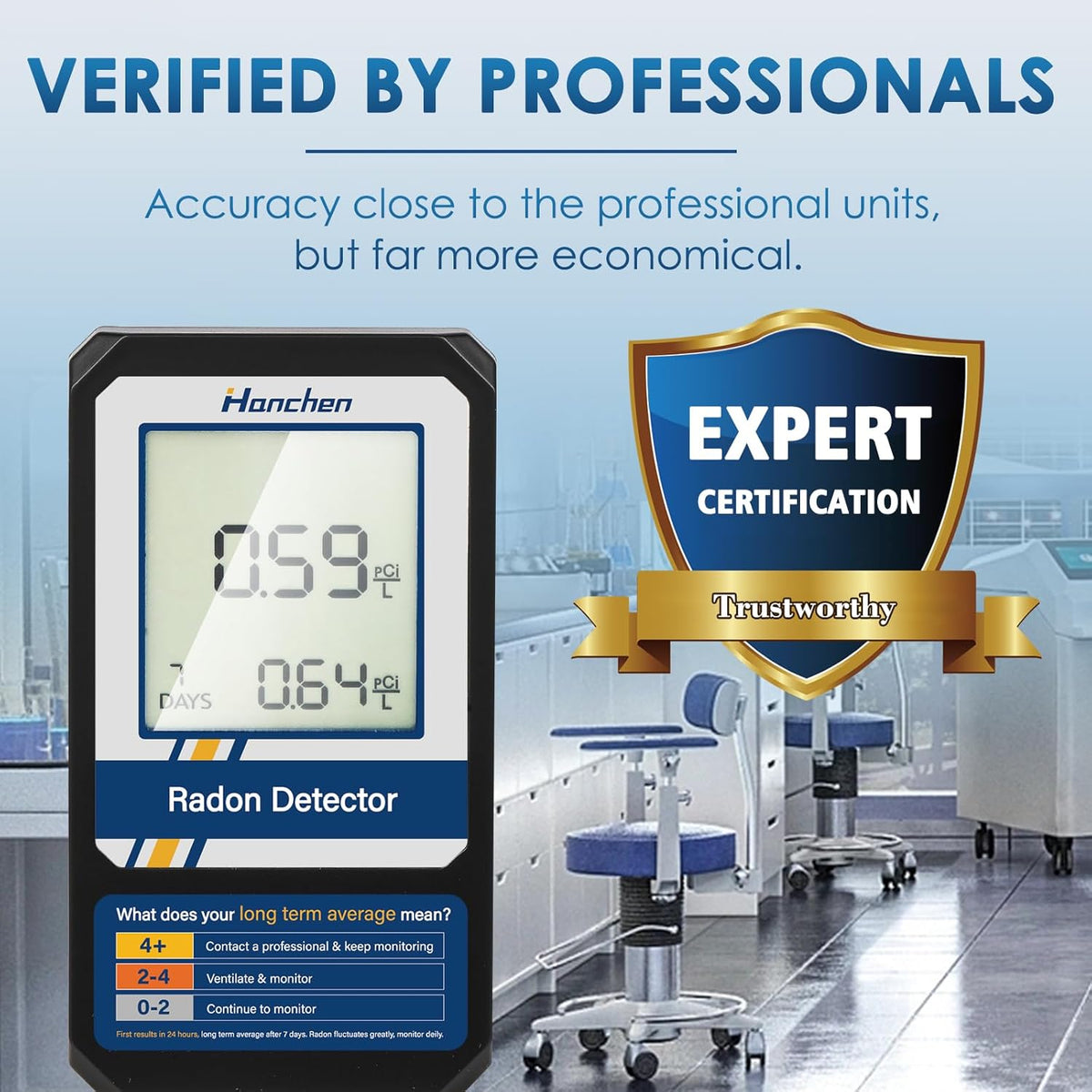 Portable Radon Detector, Battery-Powered N520