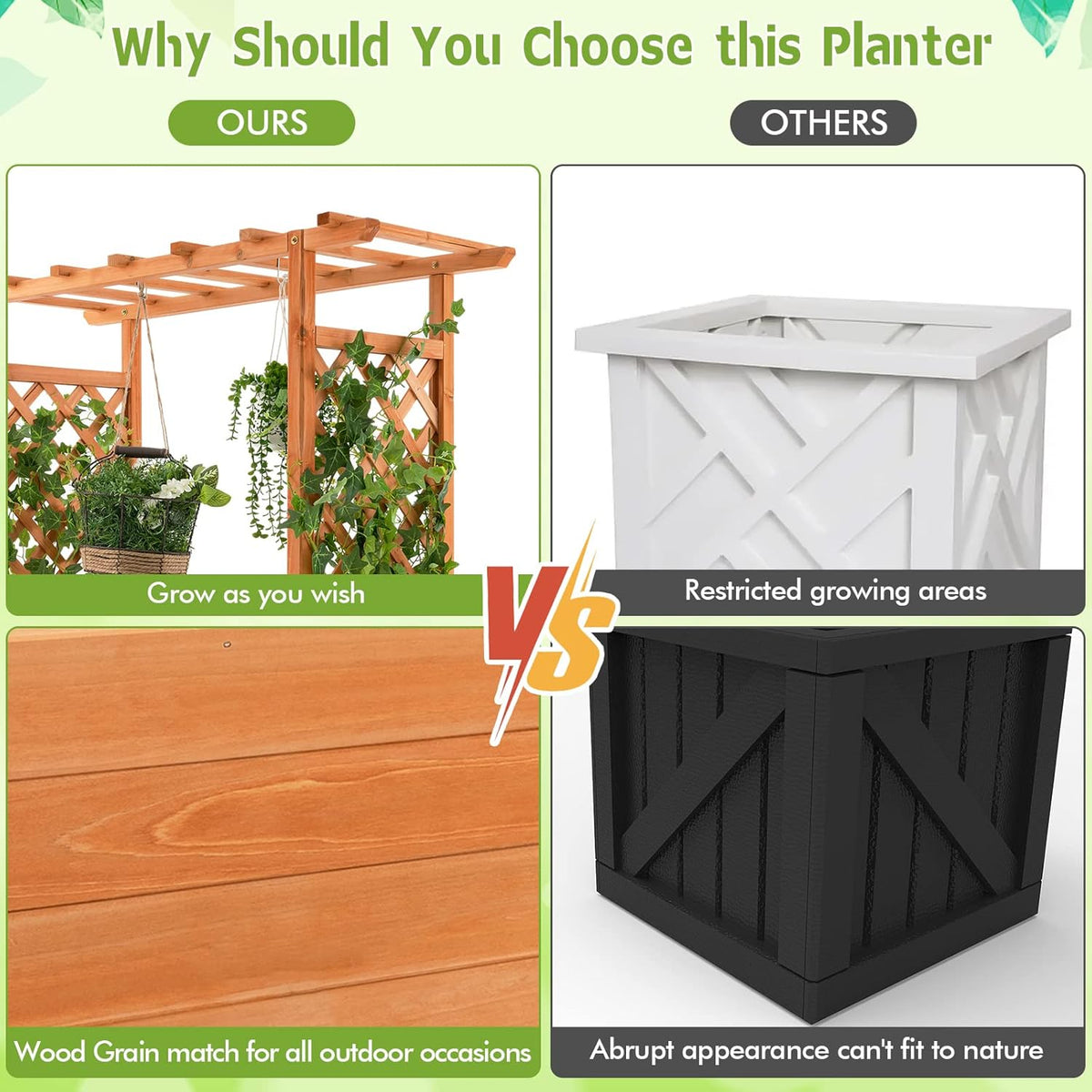 Wood Raised Garden Bed with Trellis R76963