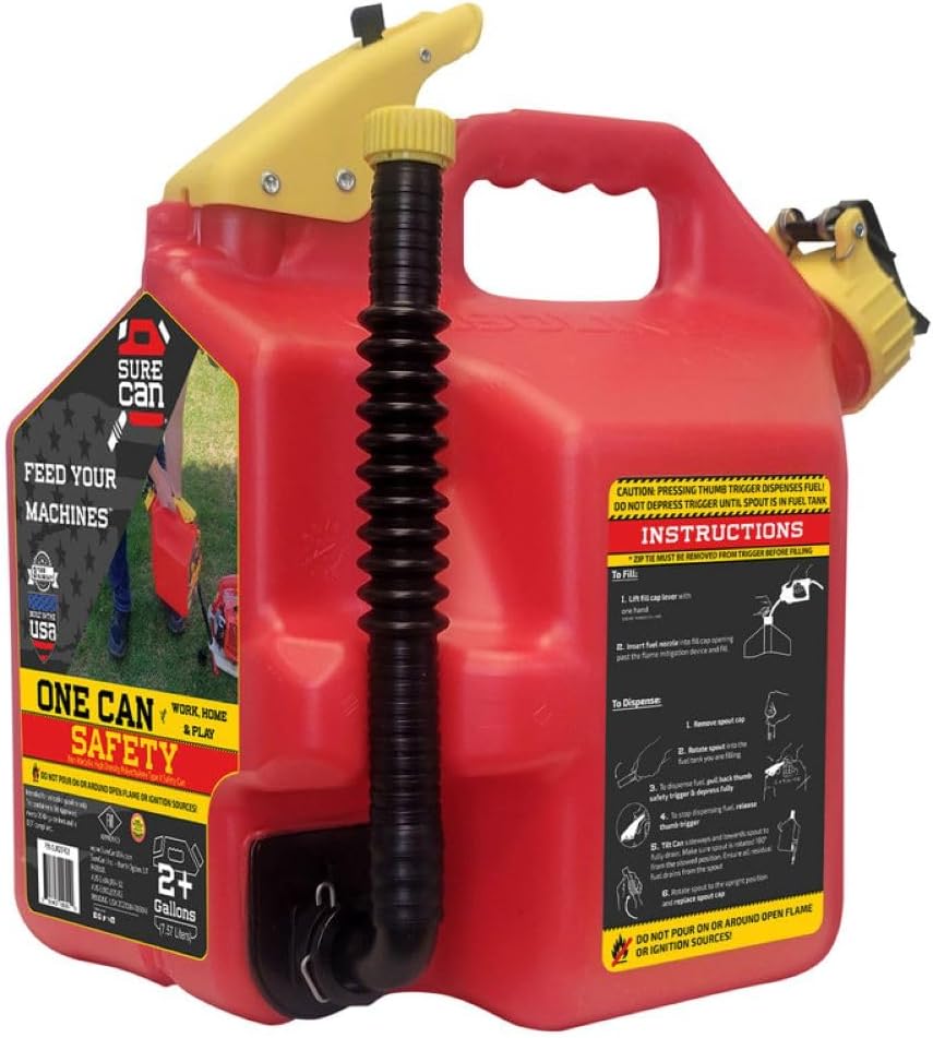2 Gallon Red Safety Container with Rotating Spout A763