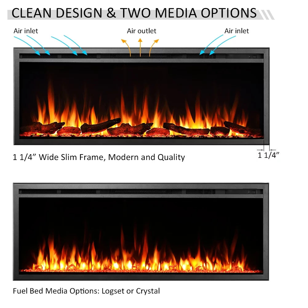 50 Inches Wall Mount Electric Fireplace K946
