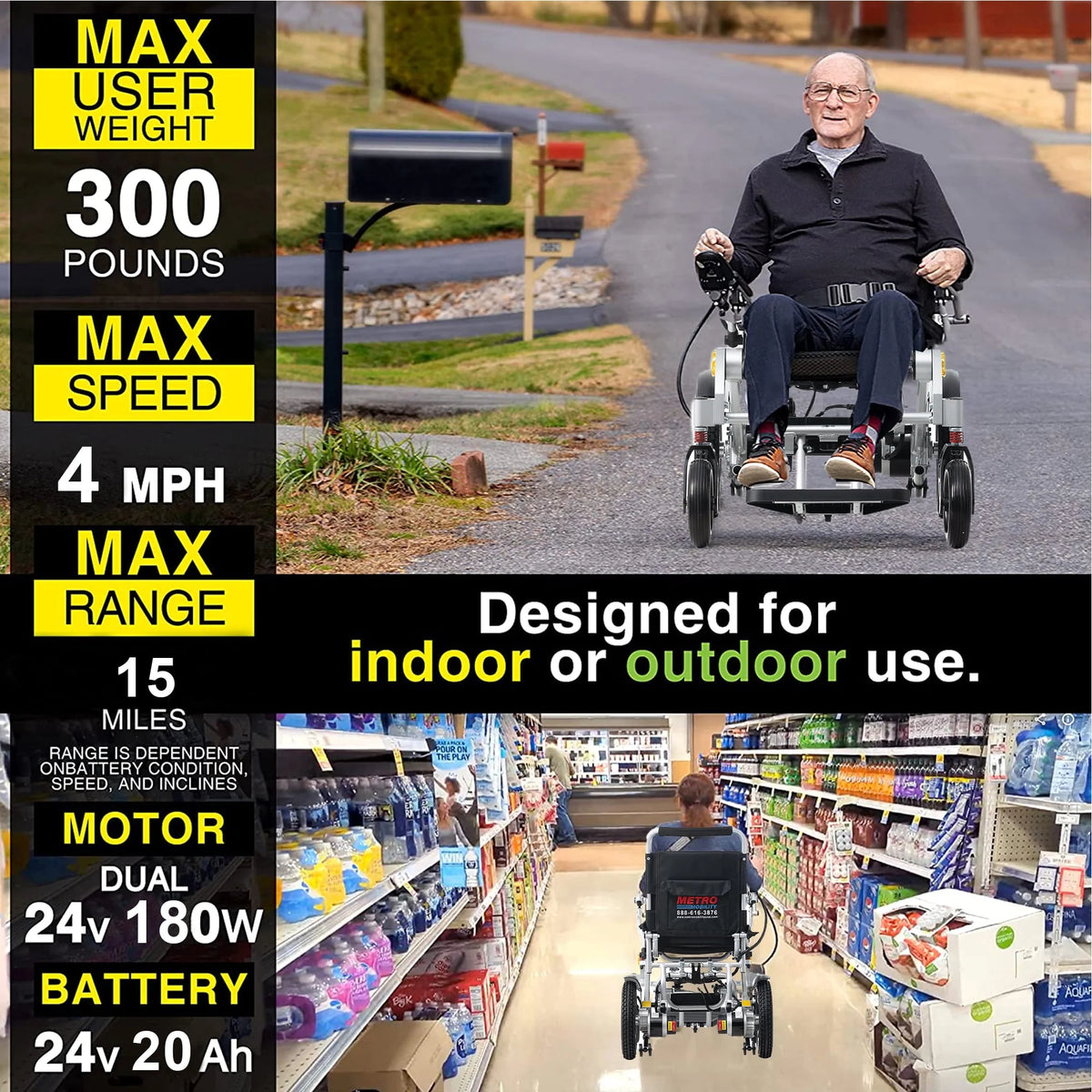Folding Electric Wheelchair with Memory Gel Seat Cushion E37431