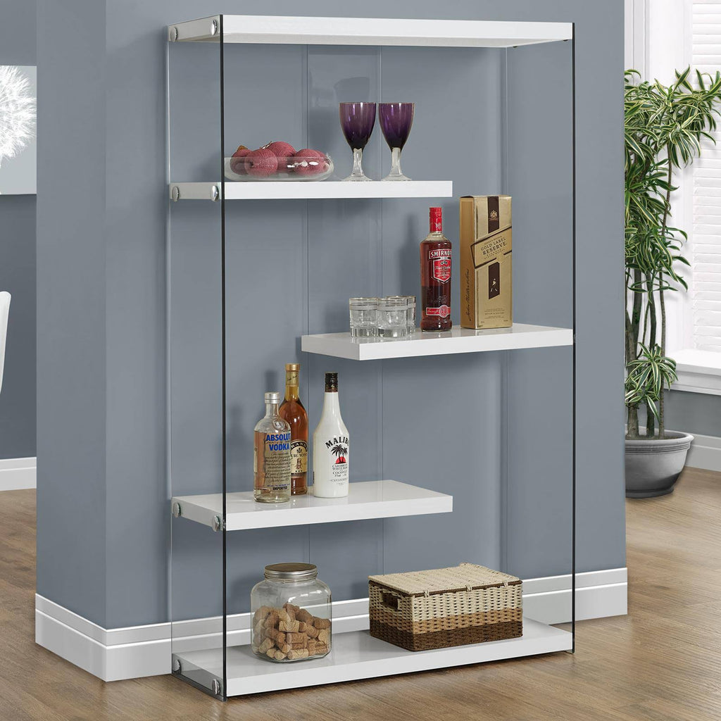 Tempered Glass Bookcase Glossy White S454972
