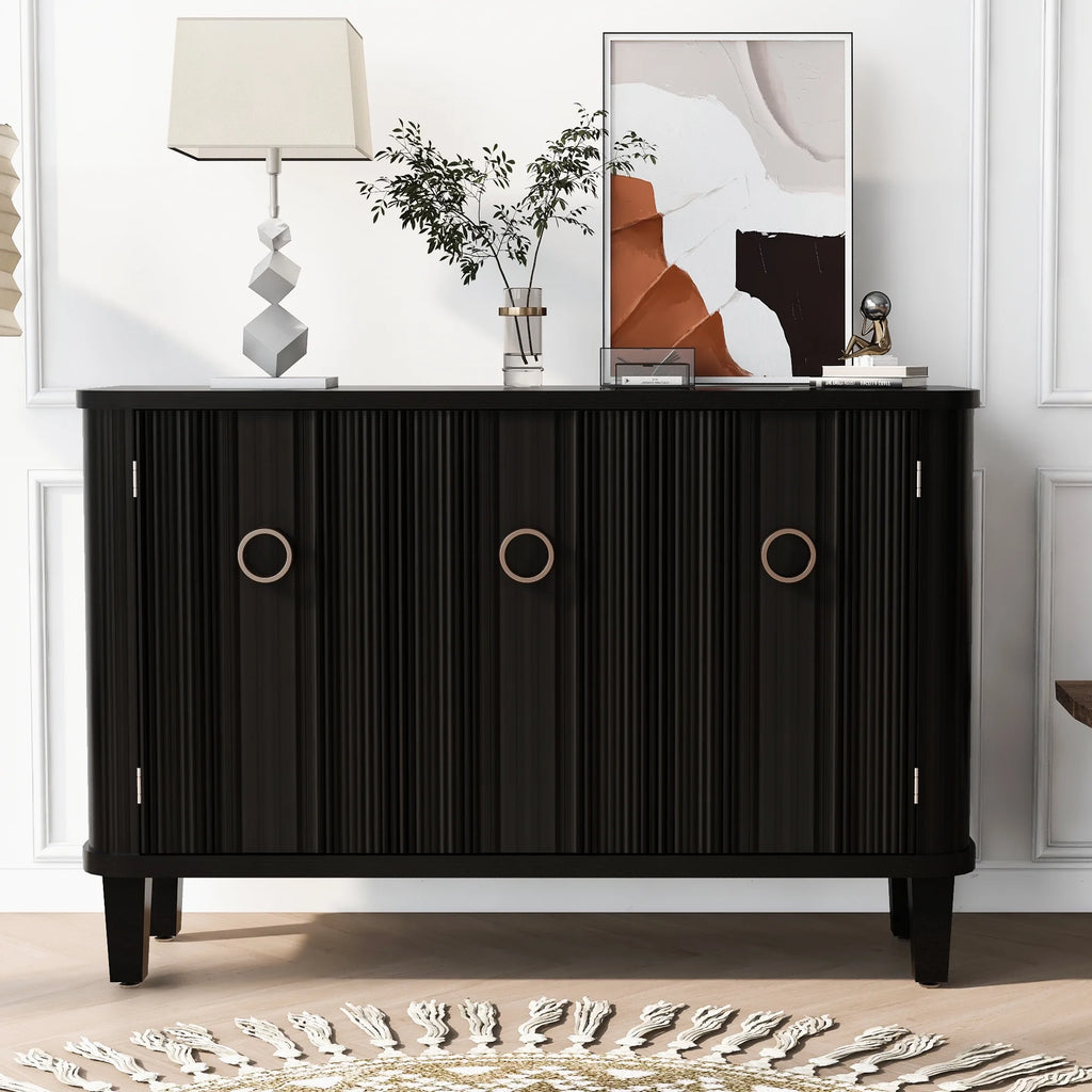 Solid Wood Veneer Cabinet with Three Doors V89317