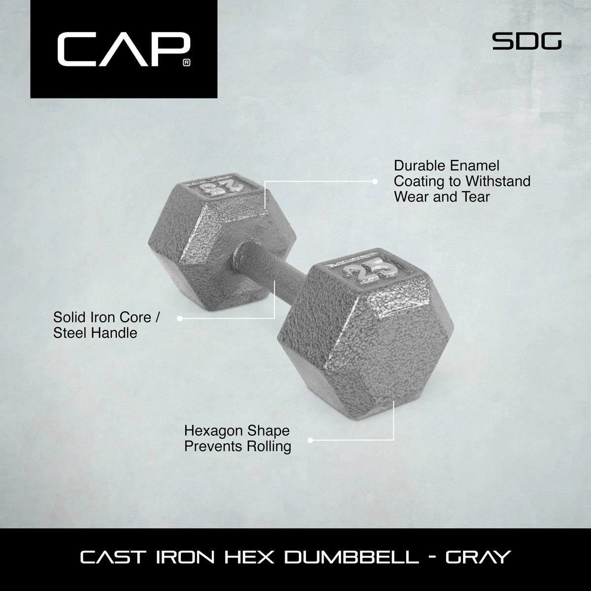 15lb Cast Iron Hex Dumbbell V221