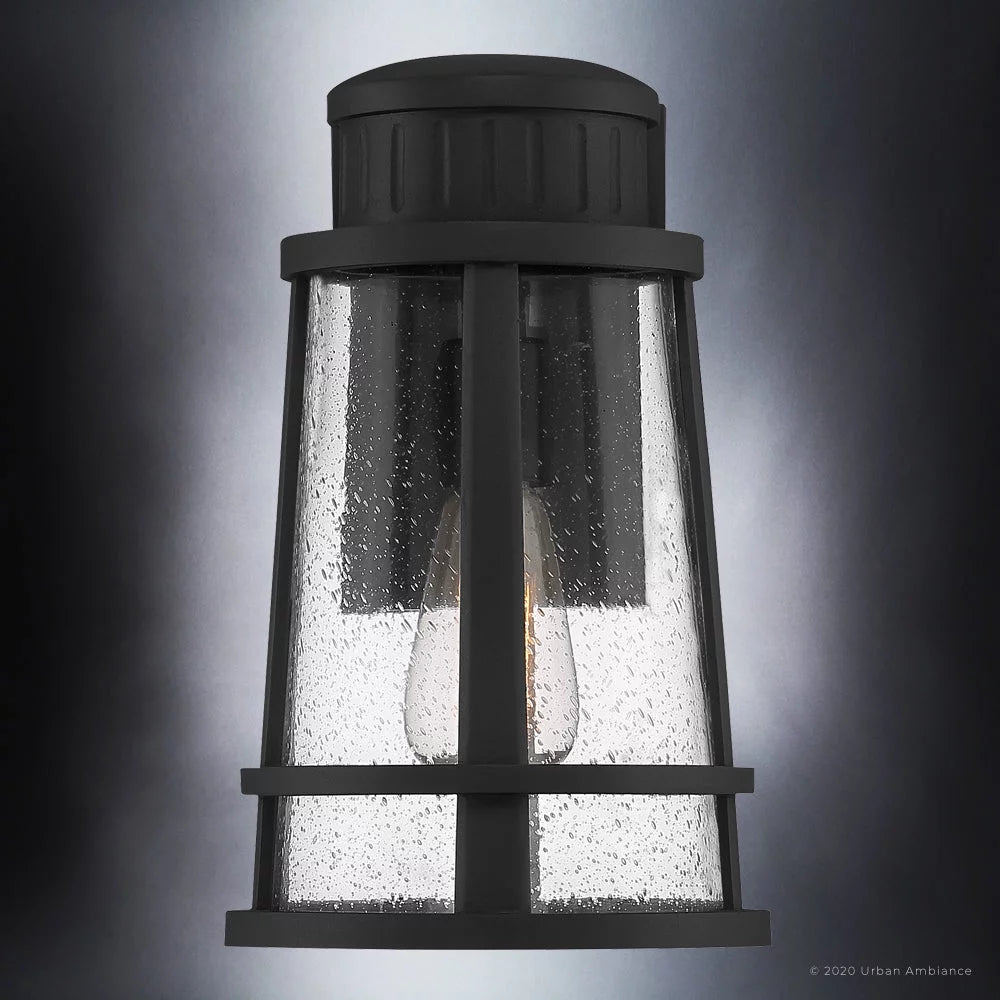 Natural Black Outdoor Wall Sconce with Clear Seeded Glass R6362