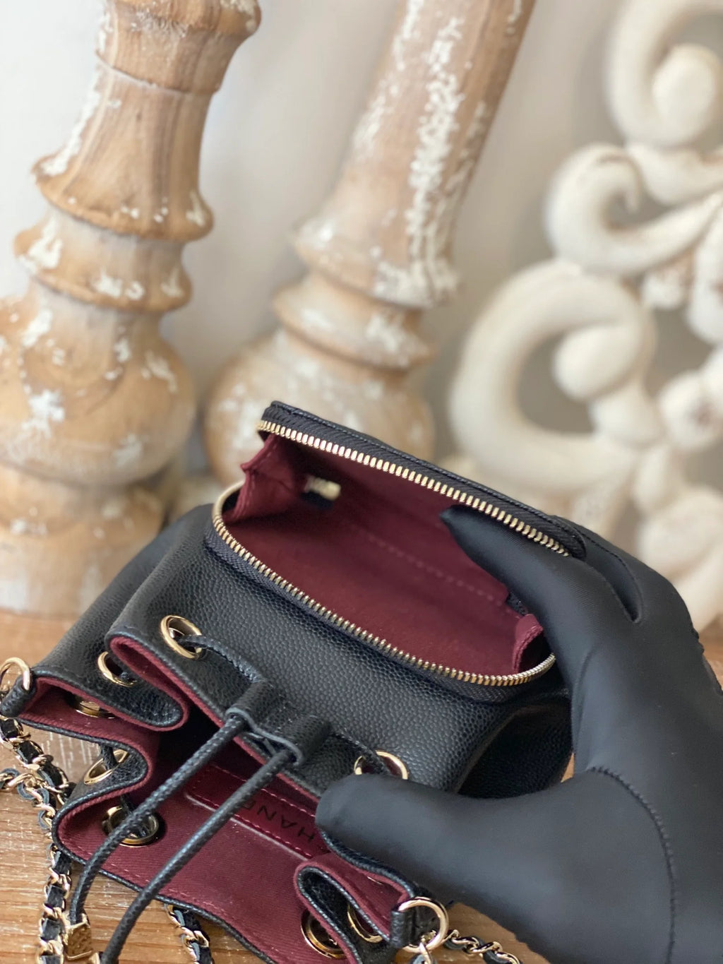 Black Mini Bucket Bag With Strap Z303820