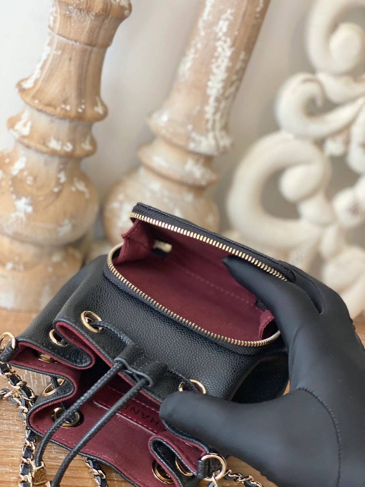 Black Mini Bucket Bag With Strap Z303820