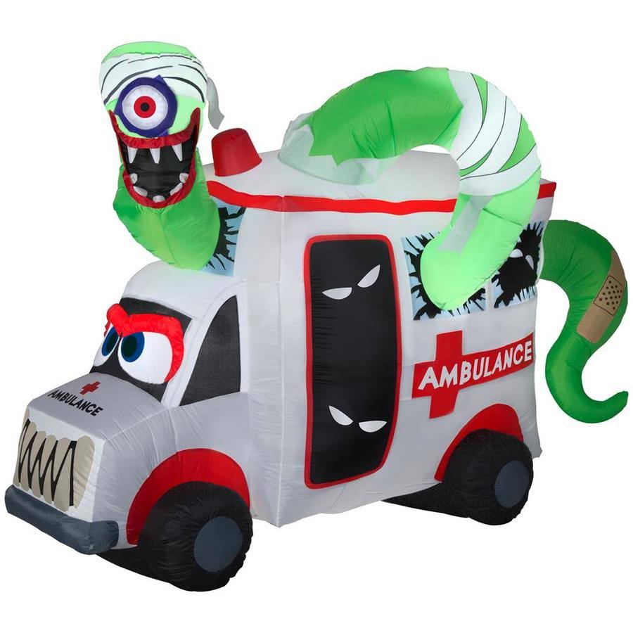 8& Airblown Animated Inflatable Monster Ambulance Car Scene V41044