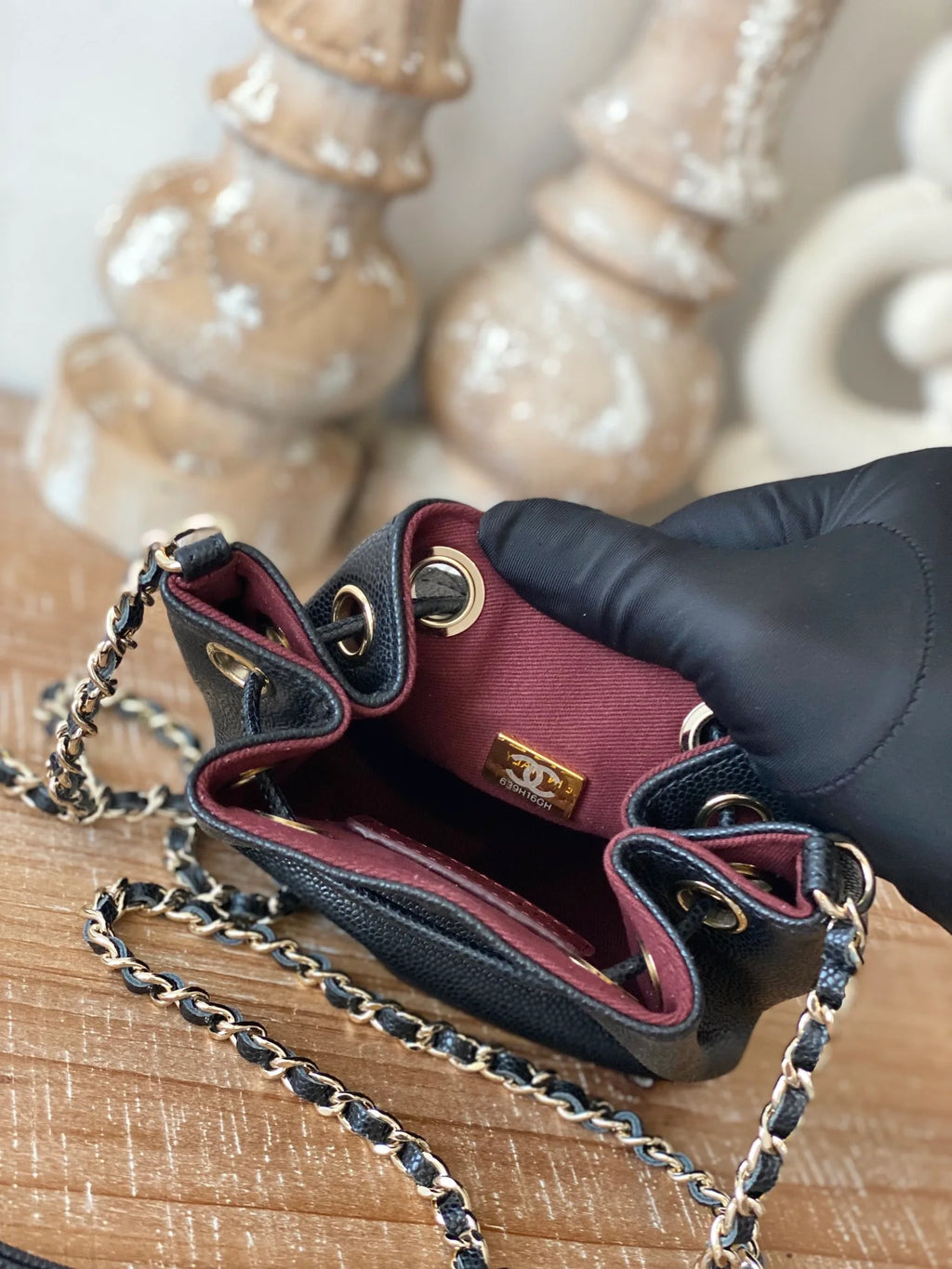 Black Mini Bucket Bag With Strap Z303820