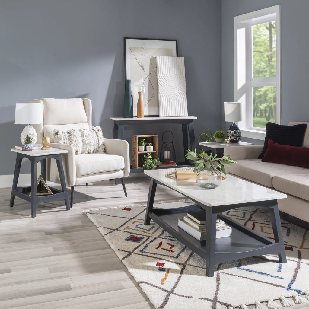 Gray Wash End Table with Shelf U924642