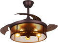 42 Industrial Ceiling Fan with Lights Remote Control Caged Low Profile X919027