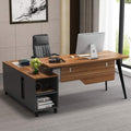 L-Shaped Desk with Storage Shelves and File Cabinet K527