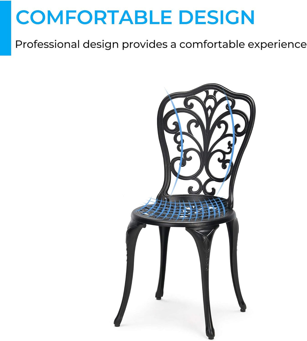 3-Piece Cast Aluminum Patio Bistro Set Black W646981