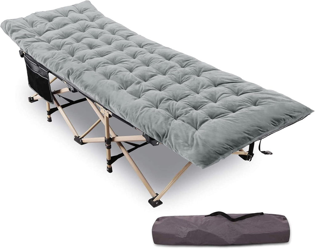 Blue Folding Camping Cot with Pad and Carry Bag T614