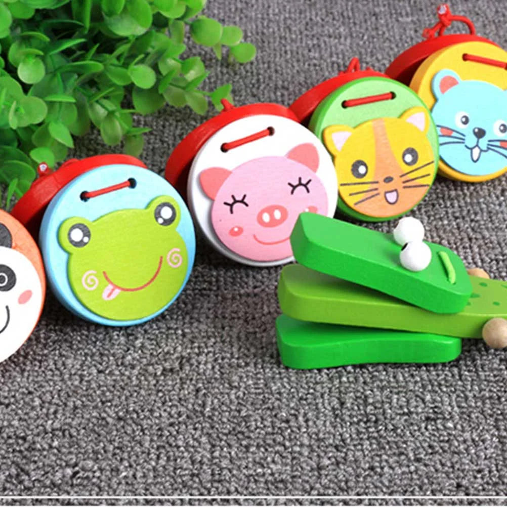 2 Pcs Kids Wooden Crocodile Castanets Clacker Toys Musical Instrument Bamboo M669