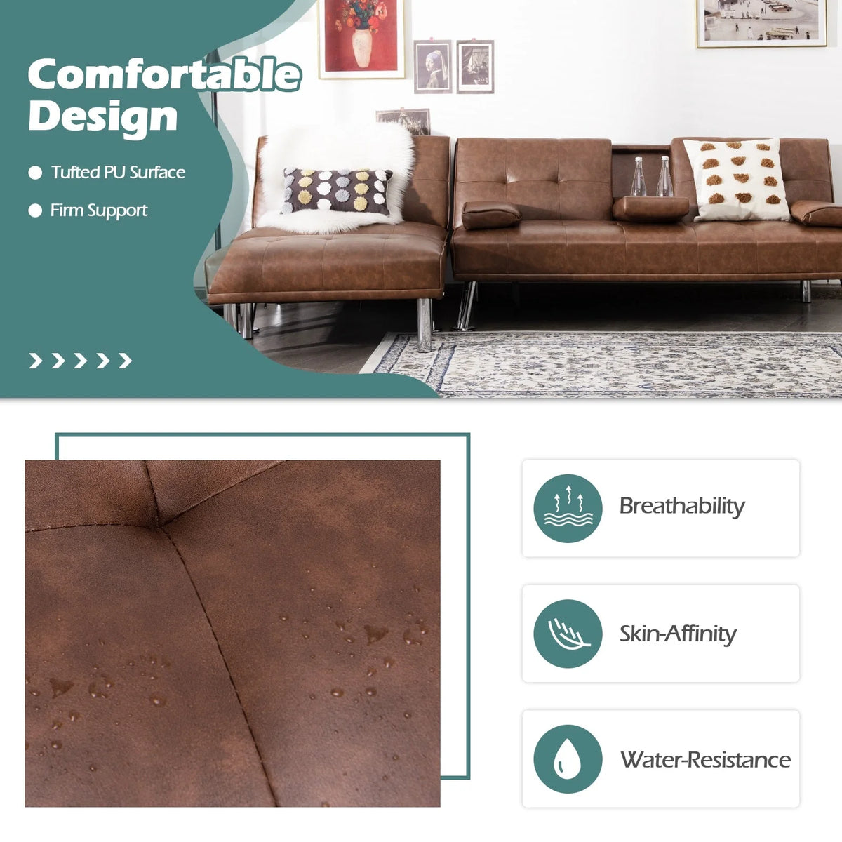 Brown 3-Piece Sectional Sofa Set E430558