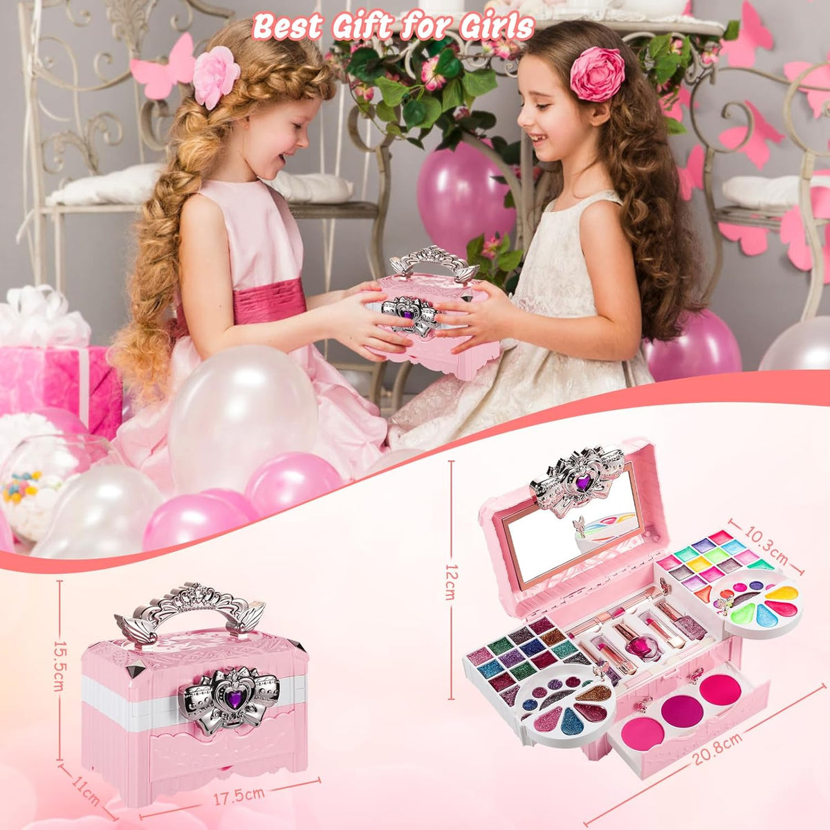 Washable Toddler Makeup Kit Pretend Play Make Up Toys Cosmetic Case W74362