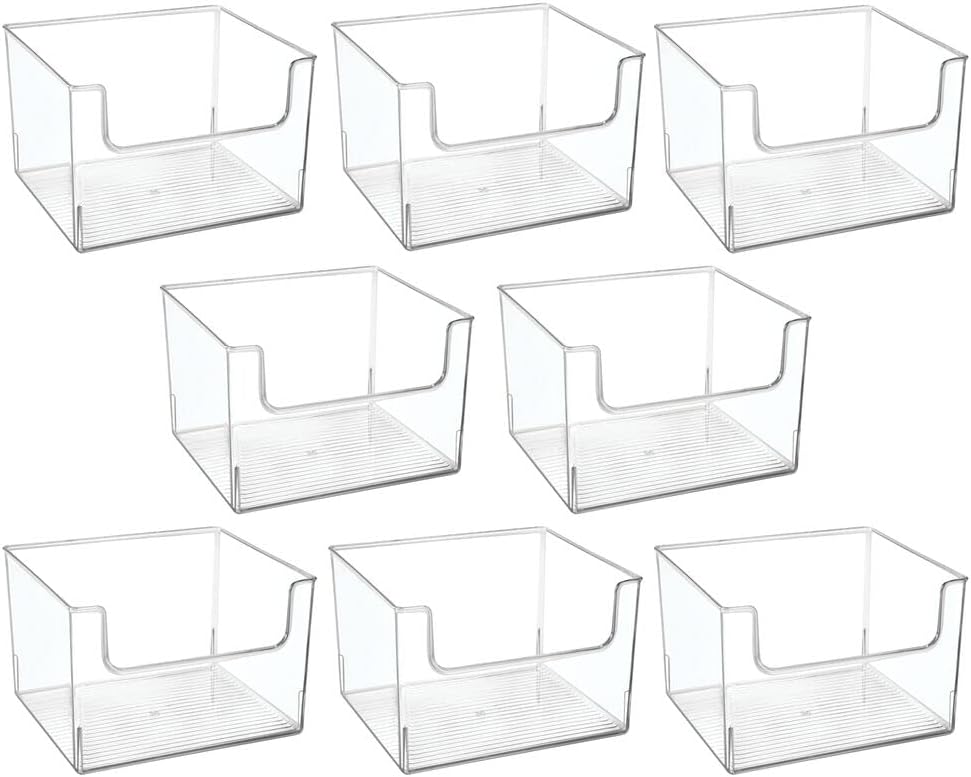 Clear 8 Pack Plastic Storage Organizer Bin Basket C935