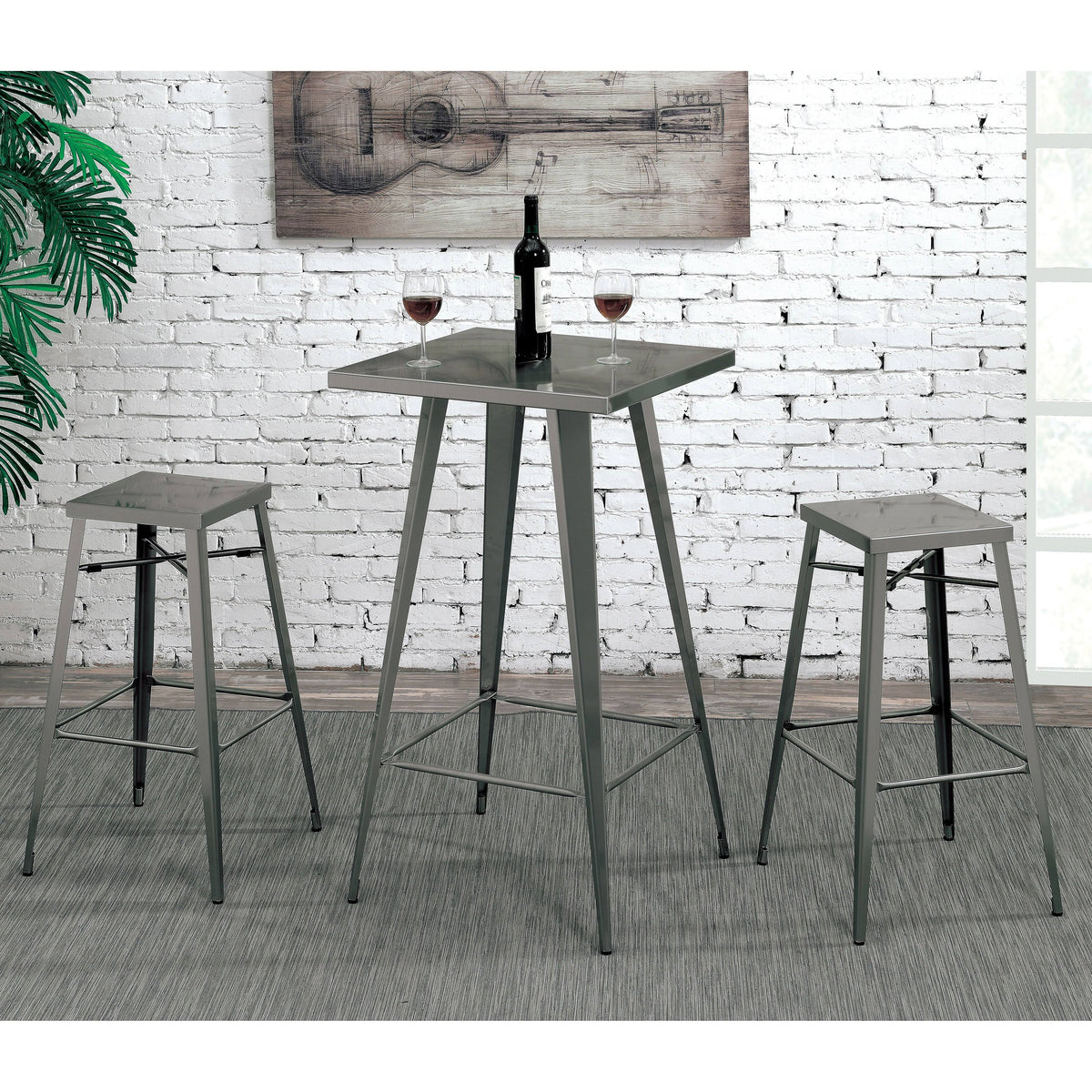 Grey Metal Barstools Set of 2 P596