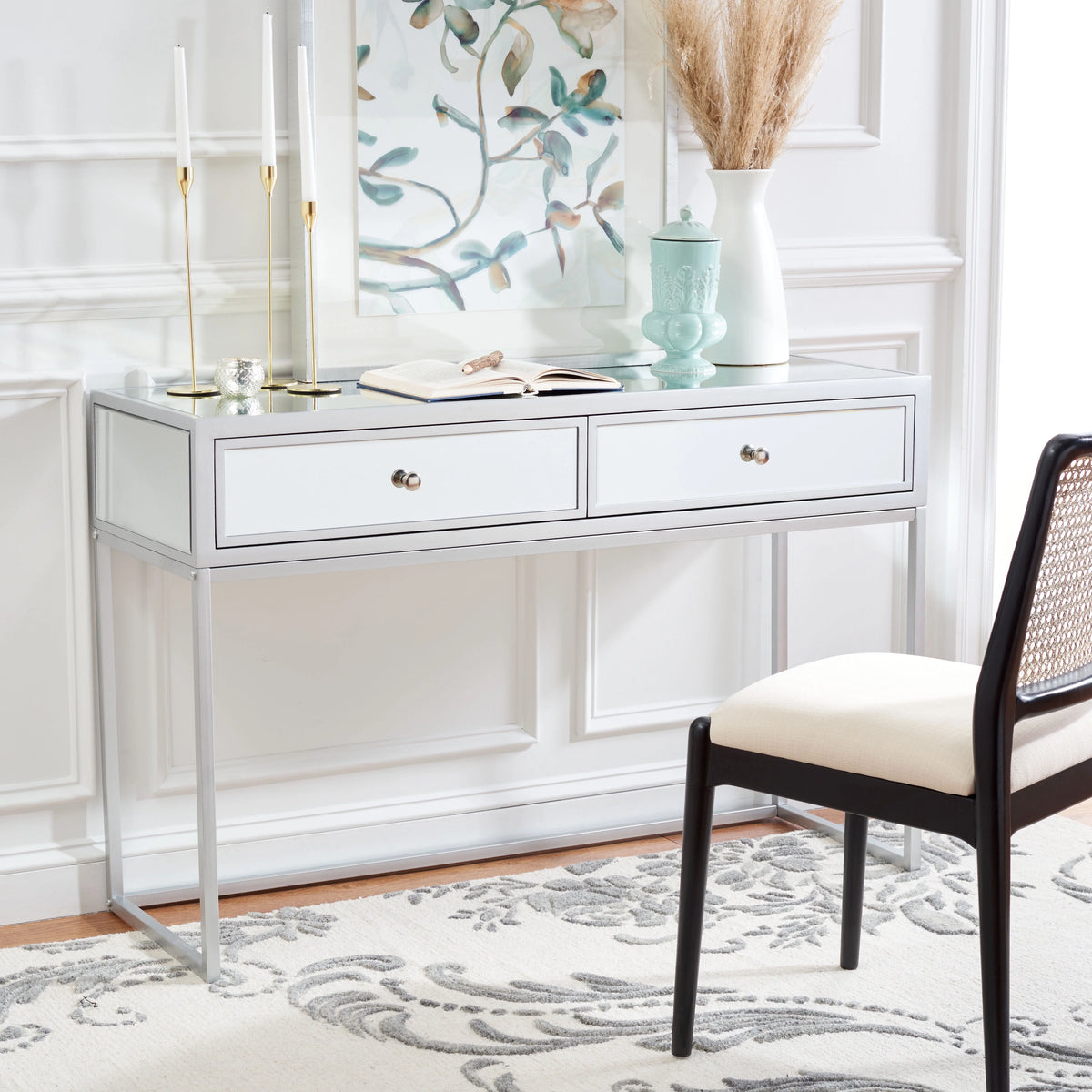 2 Drawer Mirrored Desk E793627