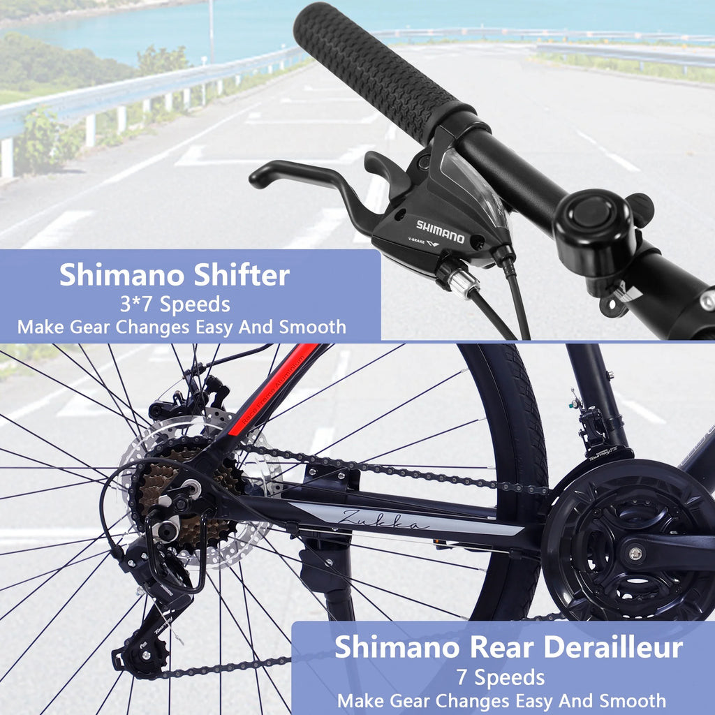 21 Speed Hybrid Bike Disc Brake 700C City Bicycle D985