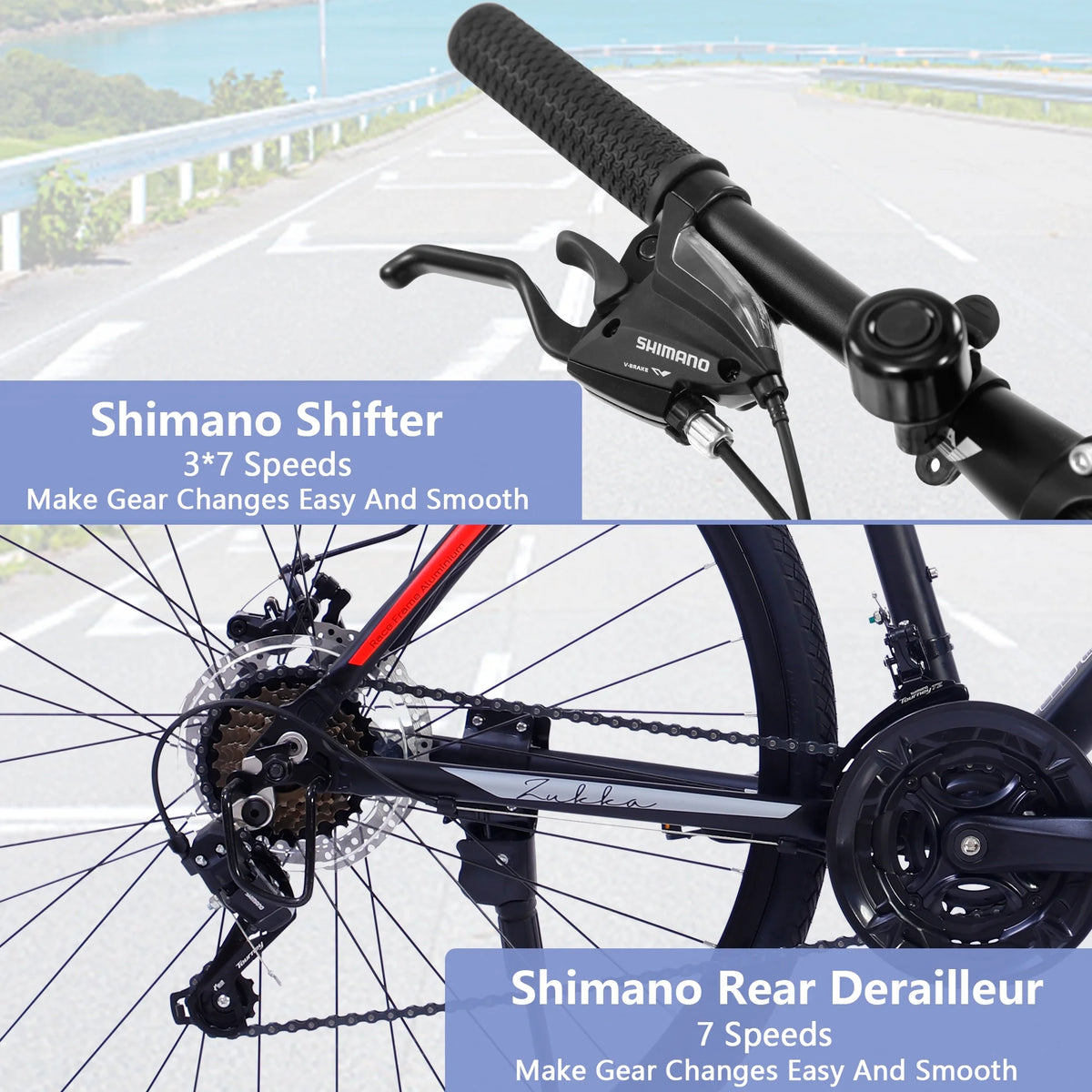 21 Speed Hybrid Bike Disc Brake 700C City Bicycle D985