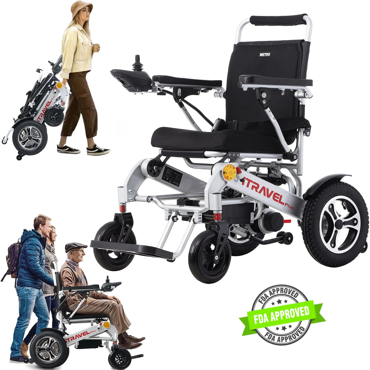 Folding Electric Wheelchair with Memory Gel Seat Cushion E37431