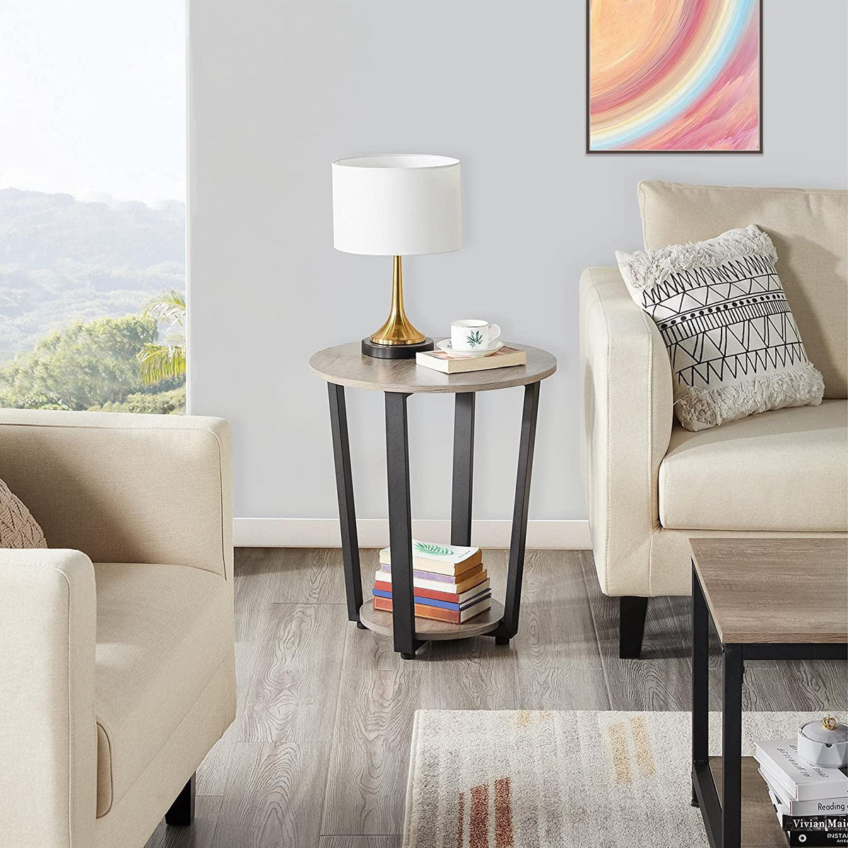 Round 2 Tier Side Table with Storage K1276