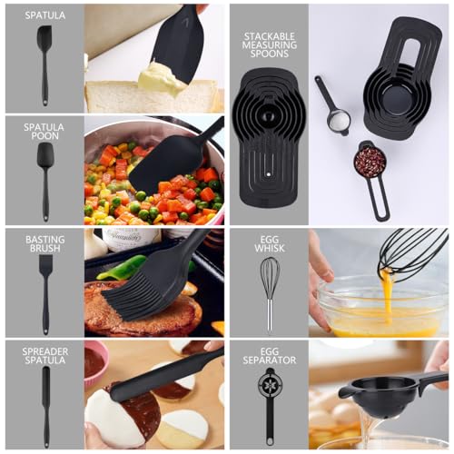 26 PCS Stainless Steel Nesting Black Mixing Bowls Set L87092