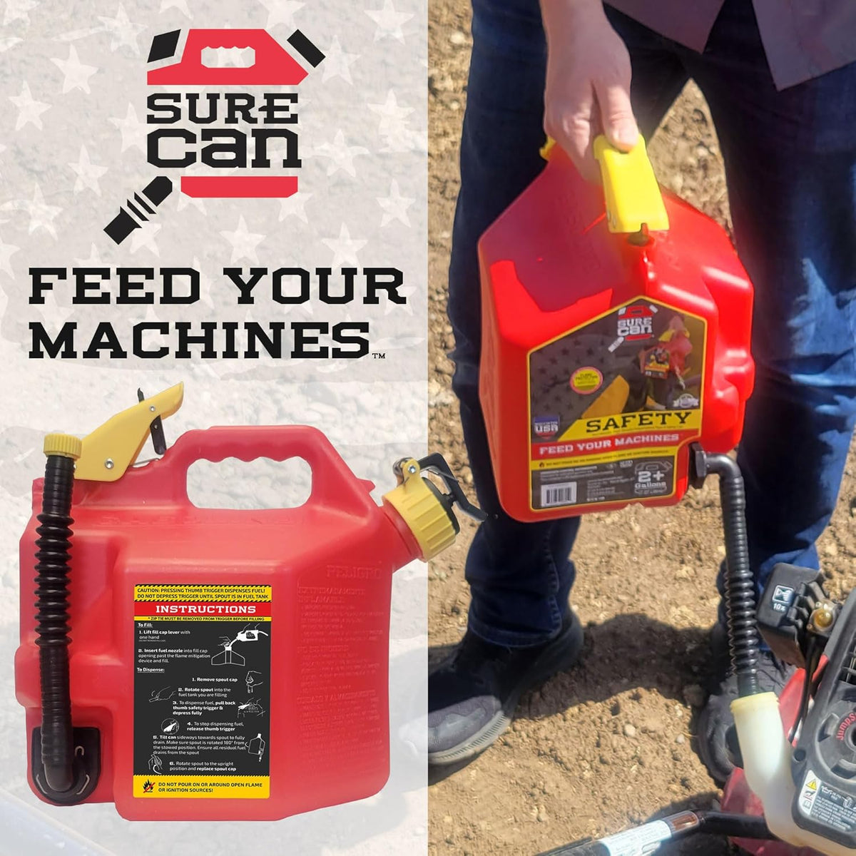 2 Gallon Red Safety Container with Rotating Spout A763