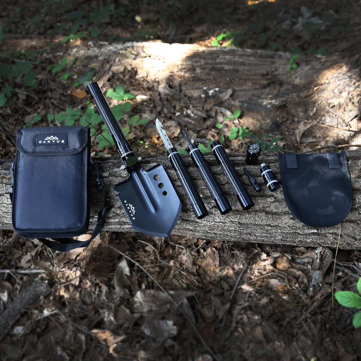 Survival Shovel Multitool with Carry Pouch, 180 Degree Folding High Carbon Steel Shovel S2204