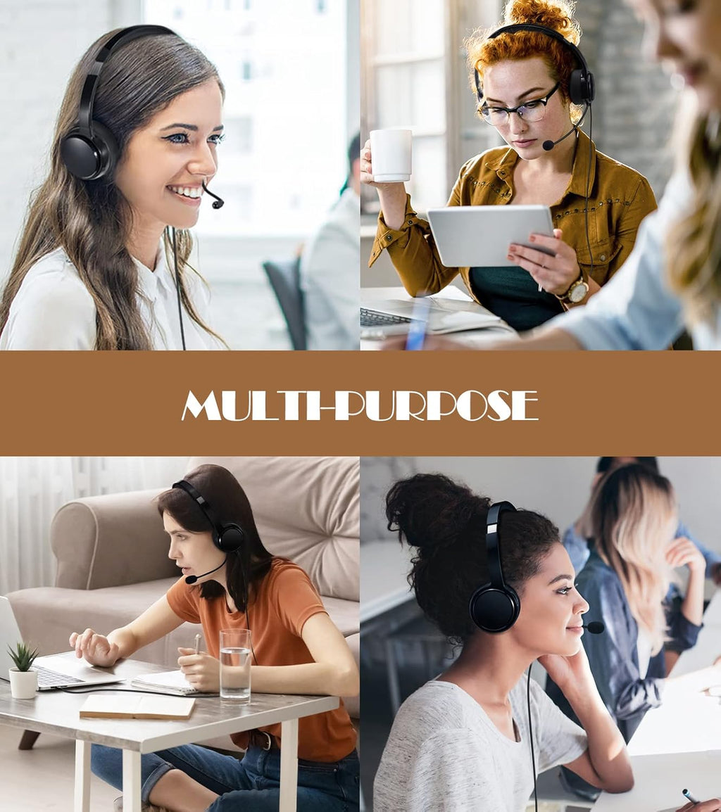 USB Headset with Mic, Noise-Cancelling, Wired V9452