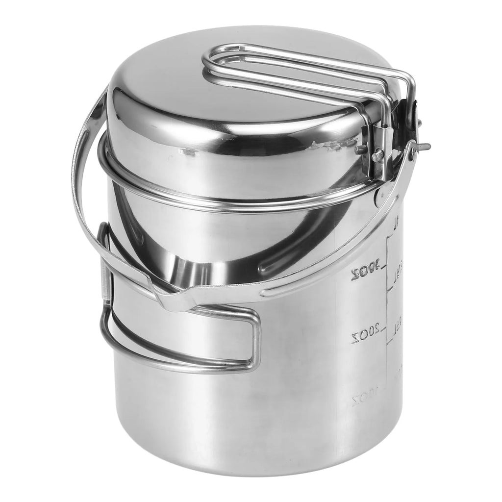 Stainless Steel Camping Pot with Foldable Handle, 1L Capacity K7951