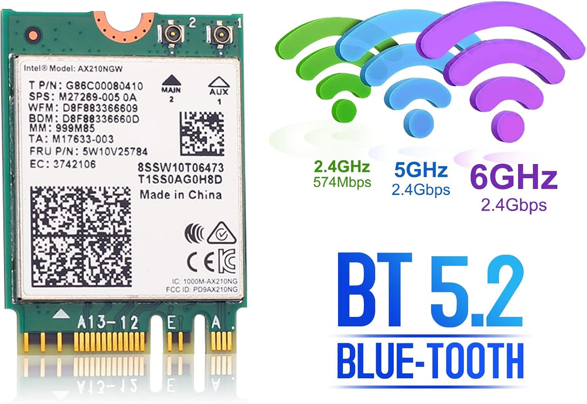 WiFi 6E Card AX210 Bluetooth 5.2 Tri-Band 5400Mbps Wireless Module for Laptop Z8652