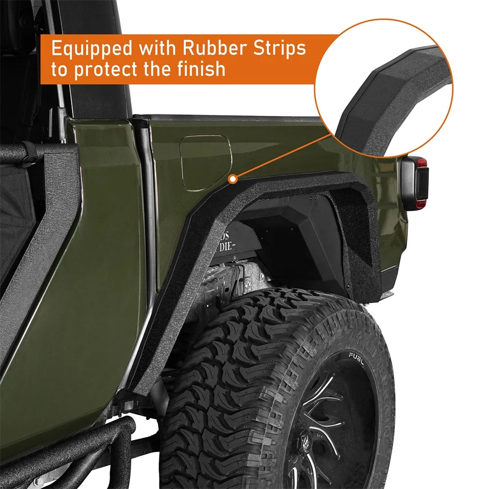 2Pcs Steel Rear Flat Wheel Fender Flares Guard Black V2986