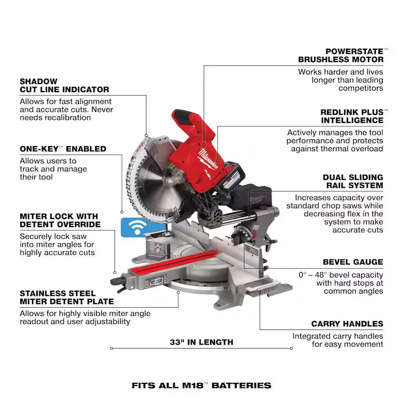 18V Lithium-Ion Brushless Cordless Dual Bevel Sliding Compound Miter Saw with Compact Router C986578