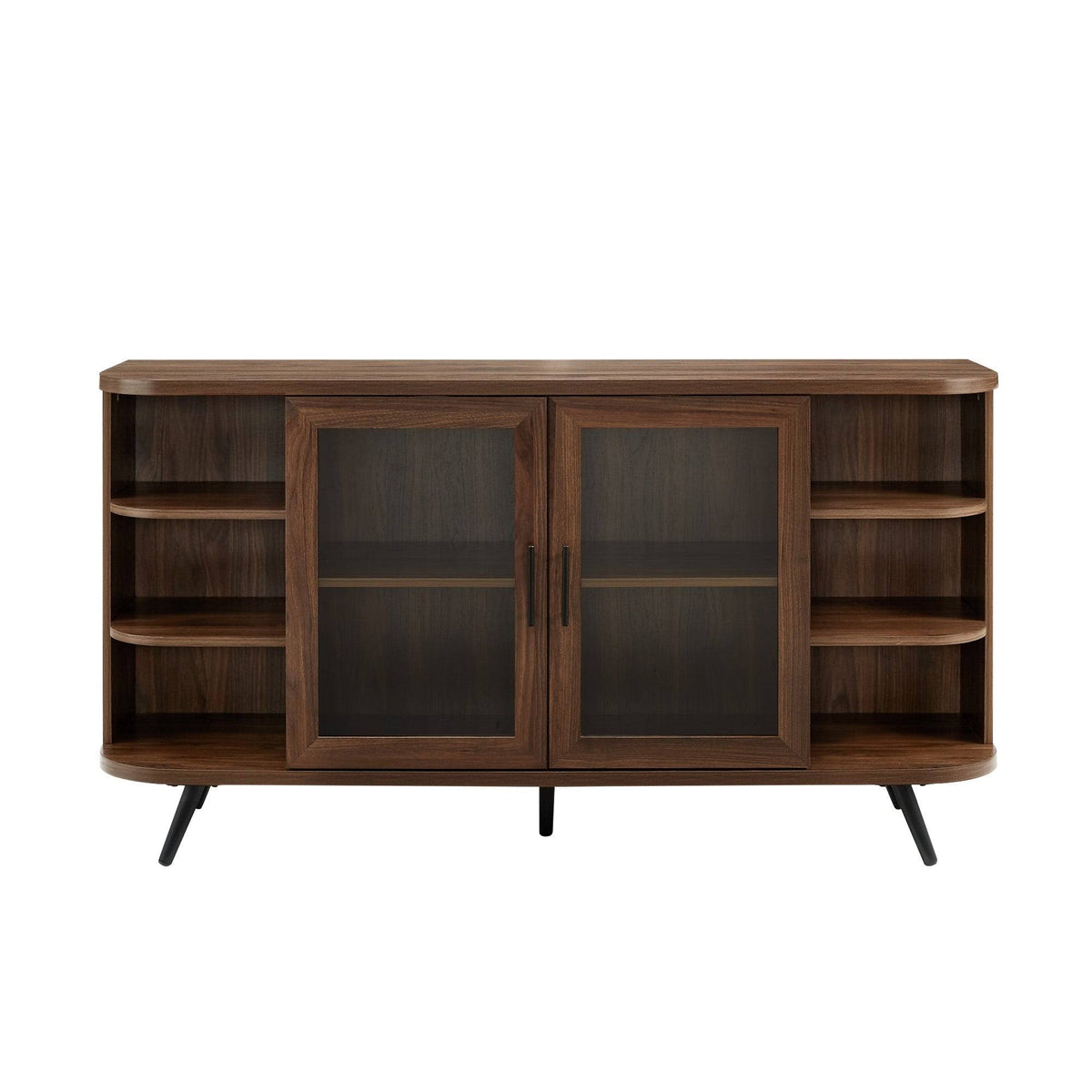Dark Walnut Curved Edge Glass Door Sideboard I21768