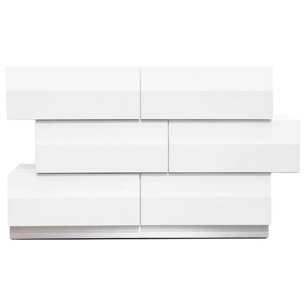 White 6 Drawer Poplar Wood Dresser F174