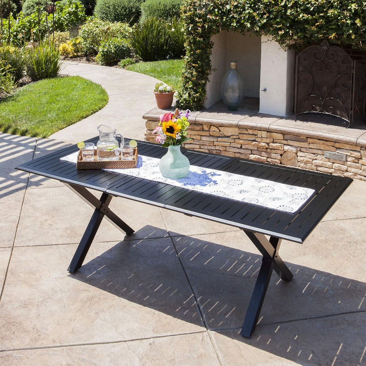 Black Cast Aluminum Rectangular Dining Table V394105