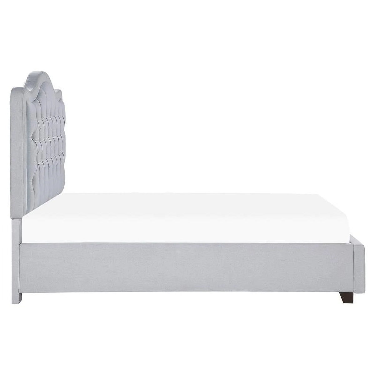 Gray Fabric Eastern King Platform Bed with Storage Drawer U1792