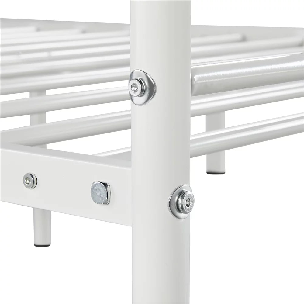 Queen Metal Platform Bed with Spindle Headboard and Footboard, White L579