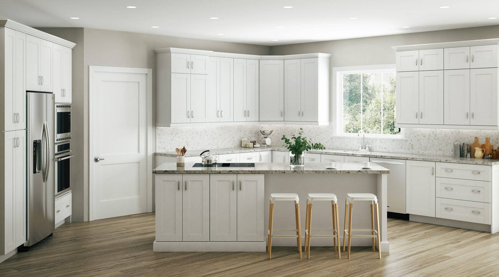 Vesper White Shaker Assembled Plywood Kitchen Cabinet Base B128376
