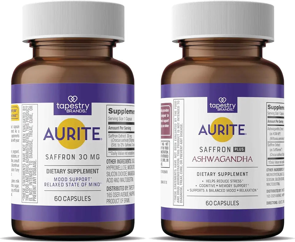 Ashwagandha & Saffron Supplement Bundle Vegetarian Friendly Non-GMO Gluten-Free Soy-Free P15655