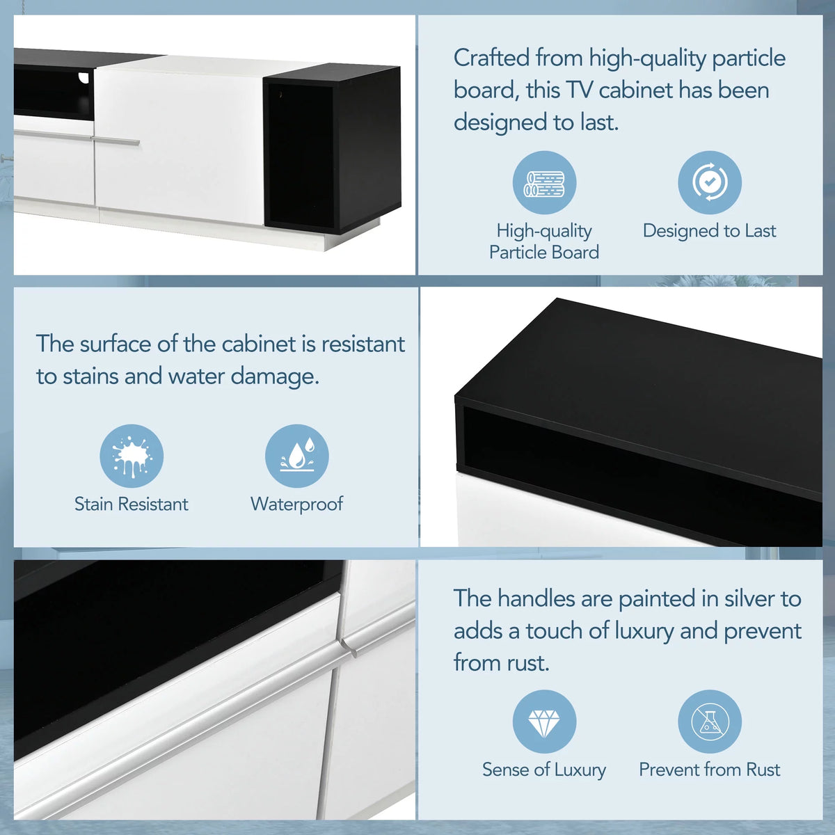 White High Gloss TV Stand with Storage Drawer Y301
