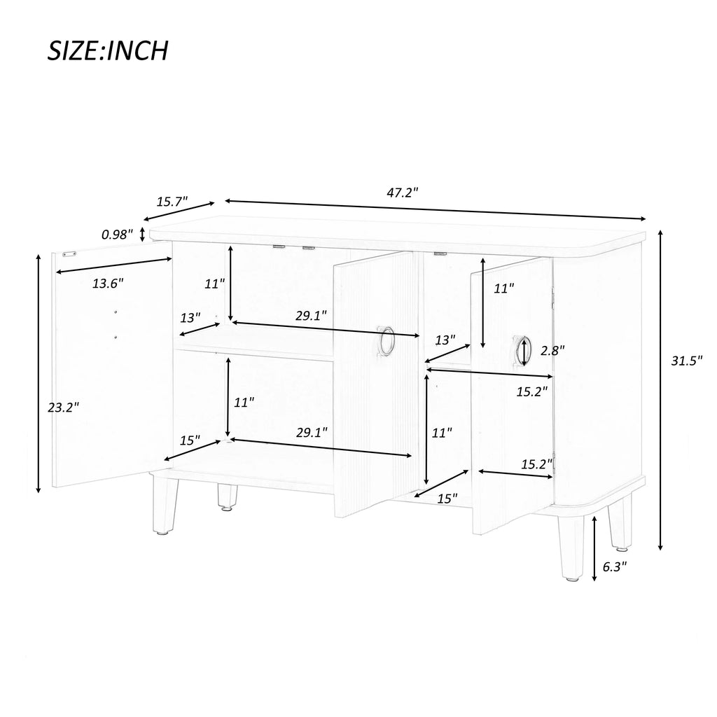 Solid Wood Veneer Cabinet with Three Doors V89317