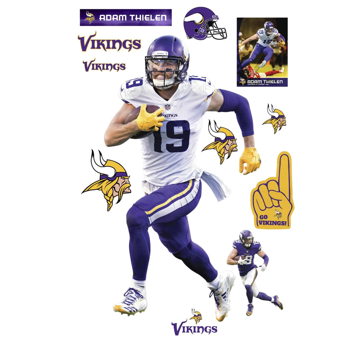 Fathead Adam Thielen Minnesota Vikings Away Life Size Removable Wall Decal J18374