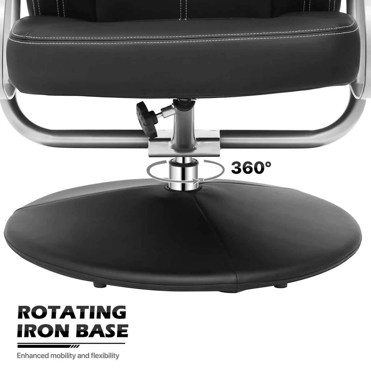 Black PU Leather Swivel Recliner with Ottoman W9437
