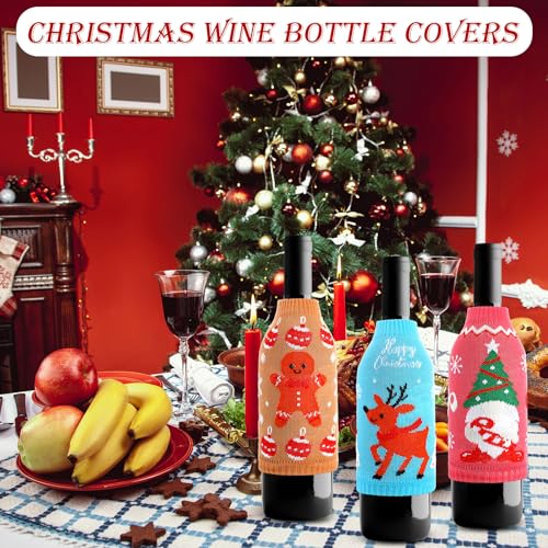 18 Pcs Christmas Knit Bottle Covers Thermocoolers for Cans Soda Beverages R10336
