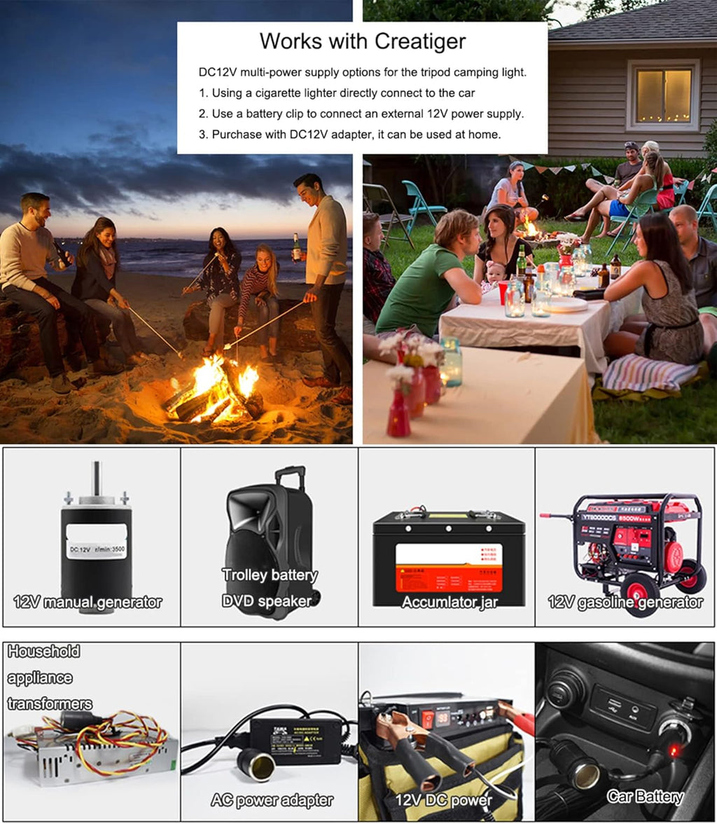 11200 Lumen Dual-Head Portable Tripod LED Work Light with Handbag F444083
